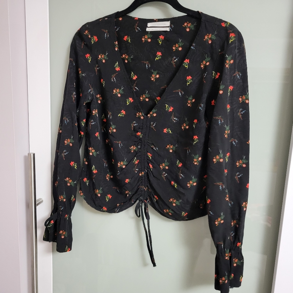 Urban Outfitters black floral long sleeve blouse